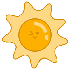 Sun Cute Cartoon Doodle Drawing Vector Art Illustration