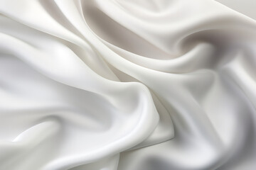 Fototapeta premium Elegant White Satin Fabric Draping Gracefully. Luxury Textile Background Concept