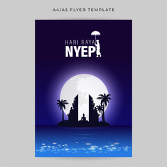 Vector illustration of Happy Nyepi Day social media feed A4 template