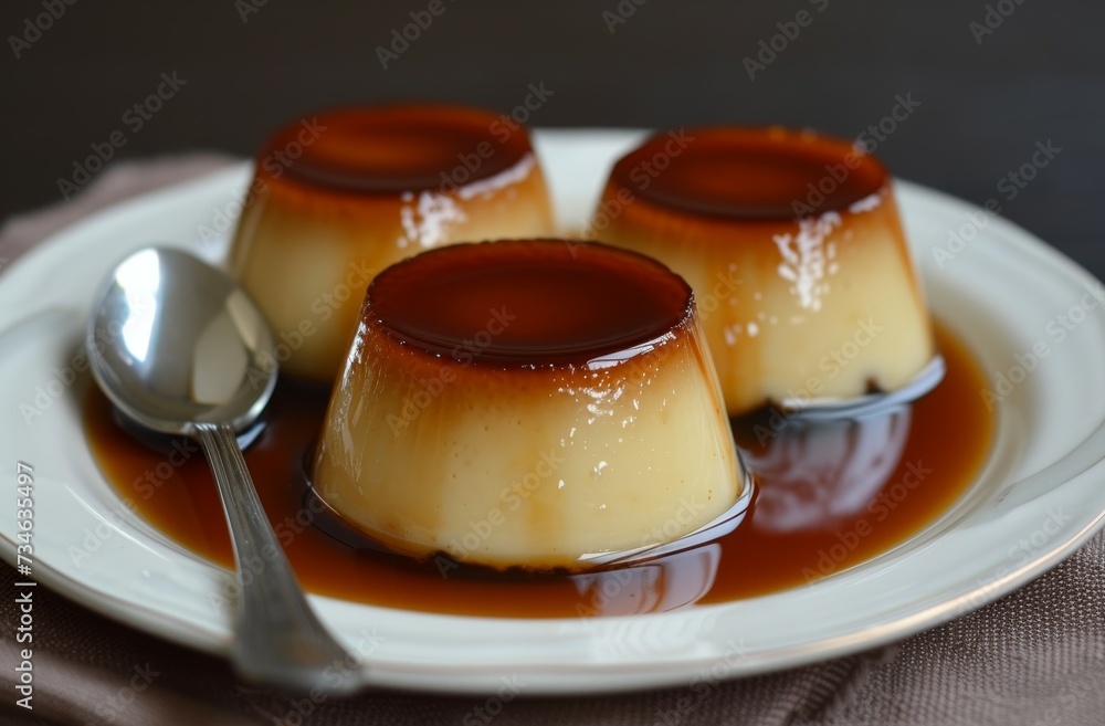 Wall mural Caramel based dessert with custard