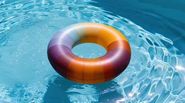 Inflatable Ring Floating in Swimming Pool