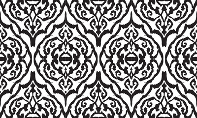 African Ikat floral paisley embroidery.geometric ethnic oriental pattern traditional.Design for background ,curtain, carpet, wallpaper, clothing, wrapping, Batik, vector illustration.