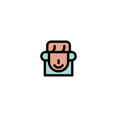 Long Woman Hair Filled Outline Icon