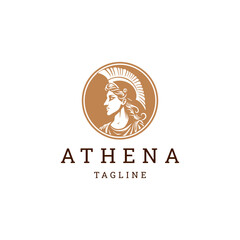 Athena line art logo icon design template