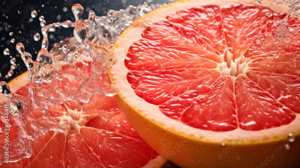 Poster a grapefruit segment creating a citrusy burst in a fruit salad