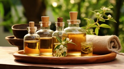 Obraz na płótnie Canvas Ayurvedic oils used for abhyanga massage