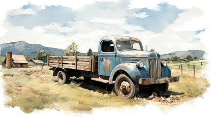 Obraz premium country farm truck clipart