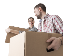 Young couple moving into a new house