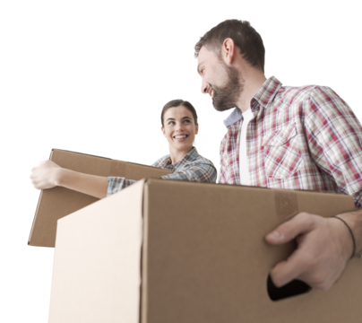 Young couple moving into a new house