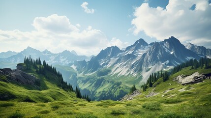 Fototapeta premium A serene mountain peak with panoramic views