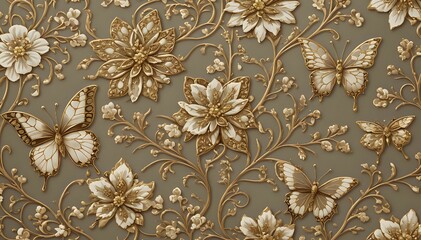 Pattern carpet luxury golden flowers