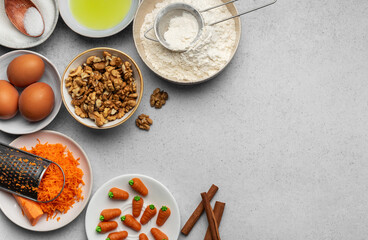 Ingredients for baking carrot cake