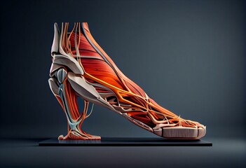 Peroneus longus Muscle Anatomy For Medical Concept 3D Illustration. Generative AI