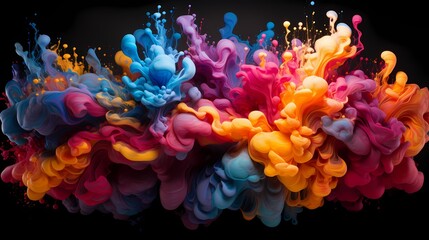 Fototapeta na wymiar A surrealistic cascade of vibrant multicolored confetti