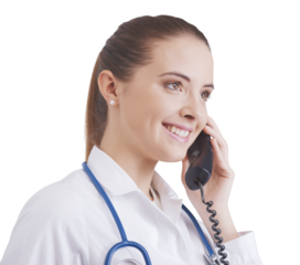 Female doctor giving advice on the phone