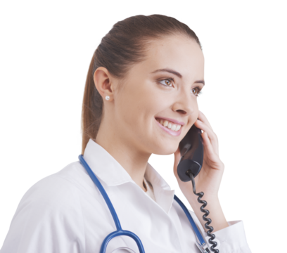 Female doctor giving advice on the phone - Powered by Adobe