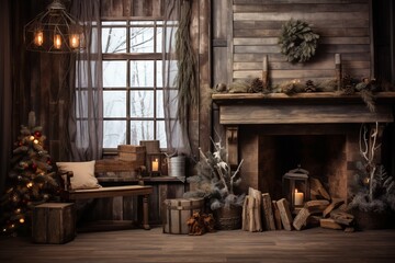 Fototapeta na wymiar Charming and rustic holiday decorations creating a cozy backdrop