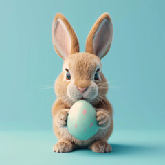 Fototapeta na wymiar Bunny holding easter egg