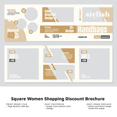 Square Women Shopping Discount Trifold Brochure