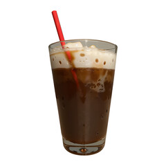 Iced coffee with cold foam isolated on transparent background