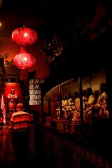 Worship atmosphere in the temple during Chinese New Year celebrations