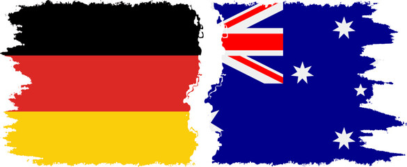 Australia and Germany grunge flags connection vector