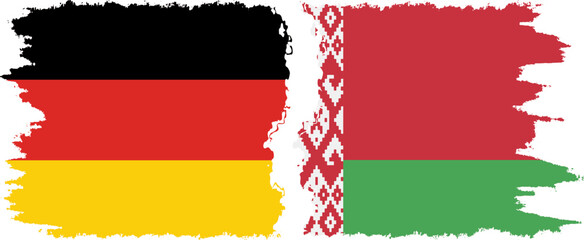 Belarusian and Germany grunge flags connection vector