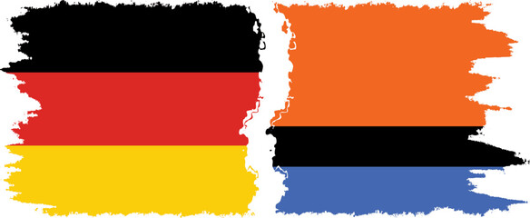 Chagos and Germany grunge flags connection vector