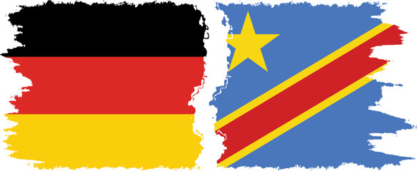 Congo - Kinshasa and Germany grunge flags connection vector