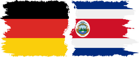 Costa Rica and Germany grunge flags connection vector