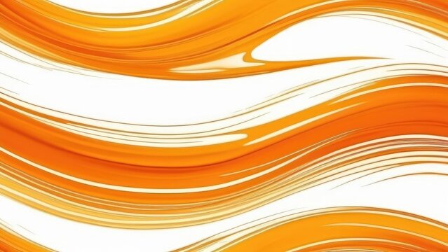 Waves of orange wite paint, abstract background.