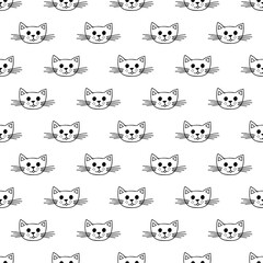 Seamless pattern with cat muzzle doodle for decorative print, wrapping paper, greeting cards, wallpaper and fabric