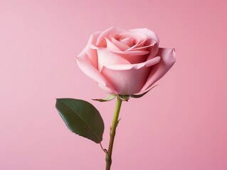 Pink rose flower over a pink background