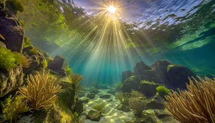 Fotobehang sunny underwater scene with reef © Endless Gaming