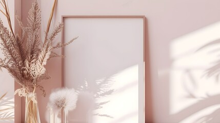 Visualize a blank frame delicately placed against a soft color background, providing an exquisite stage for your text. Picture the simplicity and sophistication in this versatile design element.