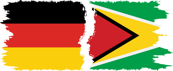Guyana and Germany grunge flags connection vector