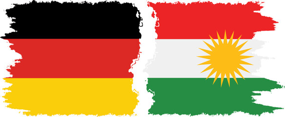 Kurdistan and Germany grunge flags connection vector