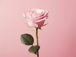 Pink rose flower over a pink background