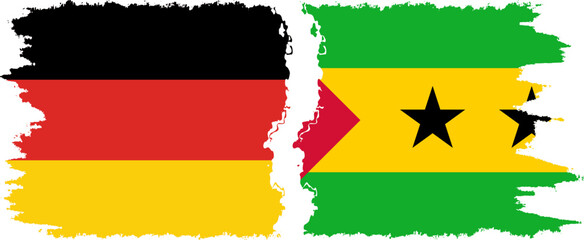 Sao Tome and Principe and Germany grunge flags connection vector