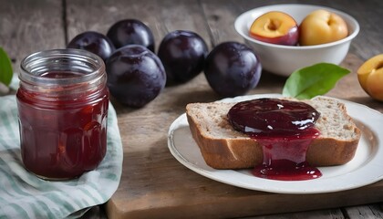 plum jam and fruit