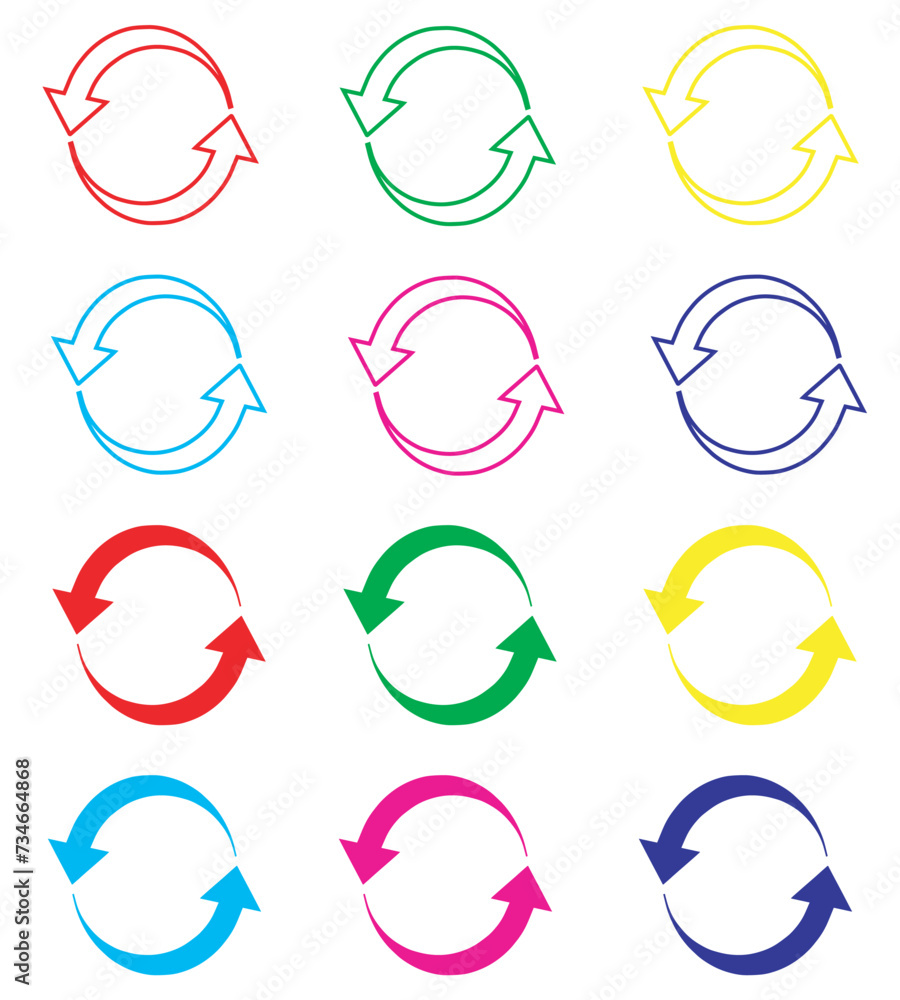 Poster repeat icon vector. refresh icon sign symbol in trendy flat style. set elements in colored icons. re