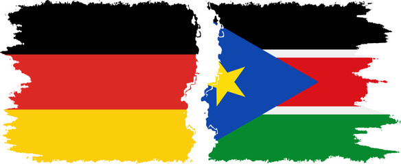 South Sudan and Germany grunge flags connection vector