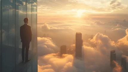 Zelfklevend Fotobehang businessman in the sky © Ruslan