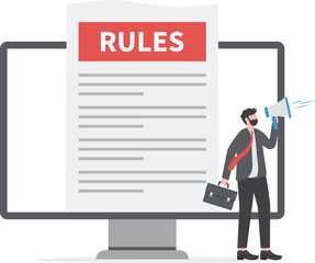Businessman presentation about rules concept business online concept of internet.

