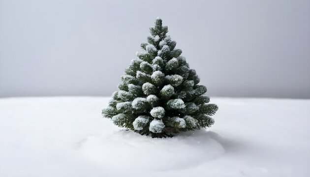 Christmas decoration in the form of Christmas spruce on pure white snow. High quality photo