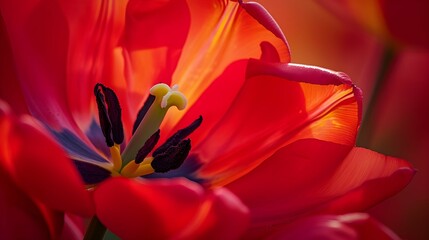 Macro Beauty of a Red Tulip 