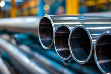 A pile of metal tubes in an industrial setting, with the surrounding area out of focus.