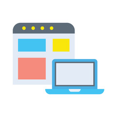 SEO icon, Laptop and data icons, minimalist vector illustration and transparent graphic element. Isolated on white background