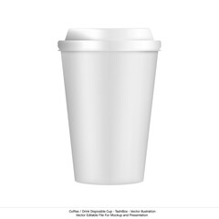  Vector Illustration of TashiBox Disposable Coffee Cup for Mockups. TashiBox Coffee Cup Vector for Realistic Presentations. isolated on transparent white background.