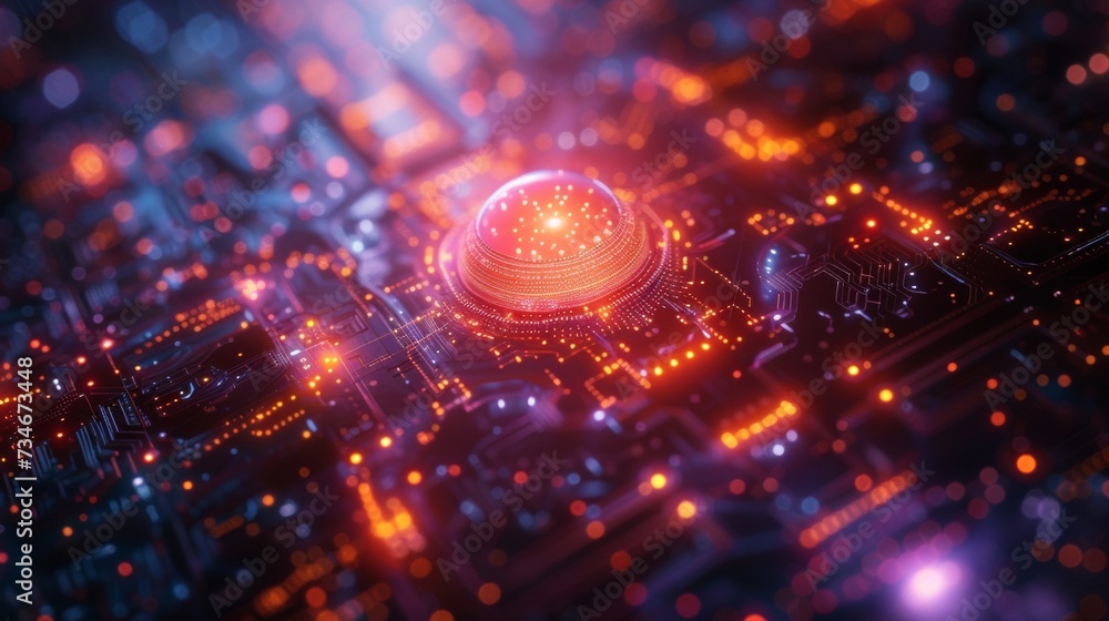 Poster quantum computer systems with ai neurons and electronic circuits enhance global data connectivity.